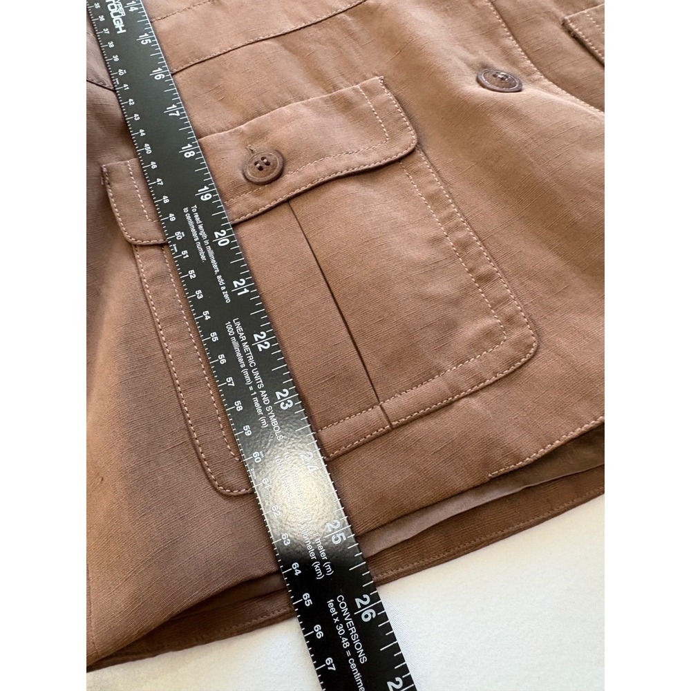 Y2K Vintage Brown Silk & Linen Blazer Jacket Size 8 Business Casual Office‎ - Picture 5 of 6